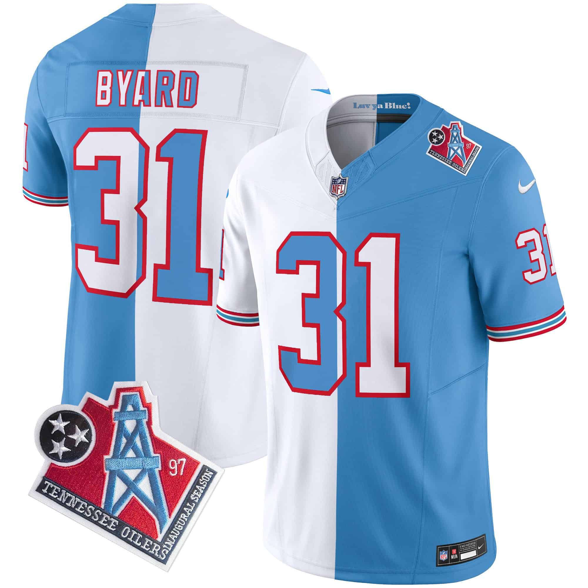 Men Tennessee Titans 31 Byard Light Blue with white 1997 Throwback 2024 Nike Limited Vapor NFL Jersey